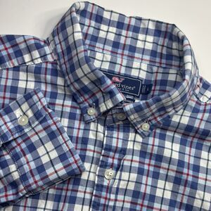 Vineyard Vines Blue Red‎ Plaid Button Down Classic Fit Murray Shirt L